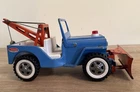 Vintage Tonka AAA Blue Wrecker Jeep Tow Truck w/ Snowplow Pressed Steel Toy