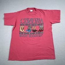 Vintage North Carolina Boot Scootin T-Shirt Men Large Red Single Stitch USA Made