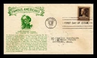 DR JIM STAMPS US COVER JANE ADDAMS FAMOUS AMERICANS FDC THERMOGRAPHED TORN BACK