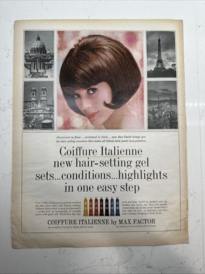 1964 Coiffure Italienne Hair Setting Gel By Max Factor Vintage Beauty Print Ad