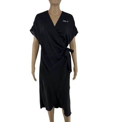 KARL LAGERFELD Beachwear Women Black DNA Wrap Beach Dress Size S | eBay