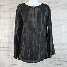 Doe & Rae Womens Top Sz Medium Black Gray Long Sleeve Open Back Cotton Blend