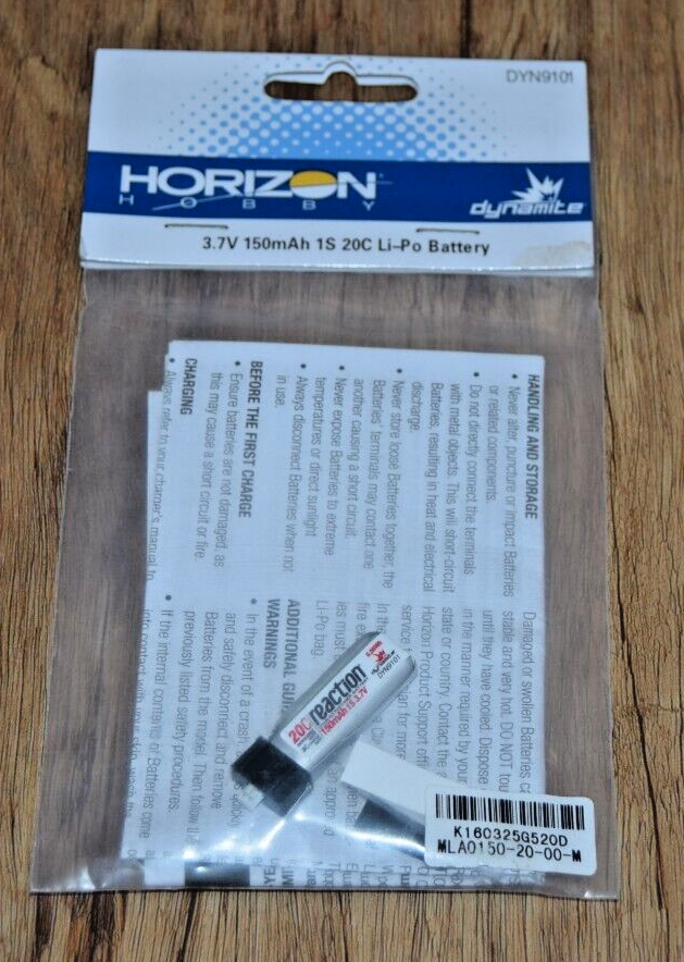 Dynamite DYN9101 3.7V 150mAh 1S 20CLiPo RC  Battery Reaction Horizon DYN 9101