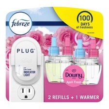 Downy April Fresh Air Freshener Kit with Febreze Fade Defy Plug and Refills