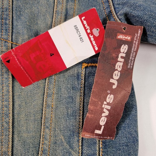 Levis Youth Jean Jacket Size 4 Med Wash Aged Look Denim Trucker Cotton NWT - Picture 5 of 6