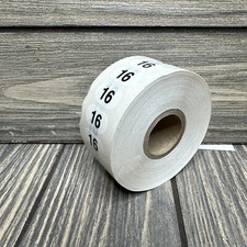 Size 16 Retail Size Stickers for Store Boutique Clothing Label Apparel Roll