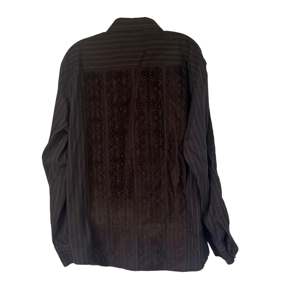 Camisa 191 Unlimited Abotonada Para Hombre XL Marrón Detalles Bordados Foto 2 de 4