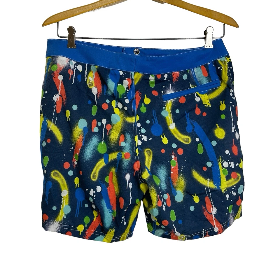 Aussiebum Boardshorts Blue Multicolor Colorful Splatter Beach Swim Mens Medium - Image 2 of 4