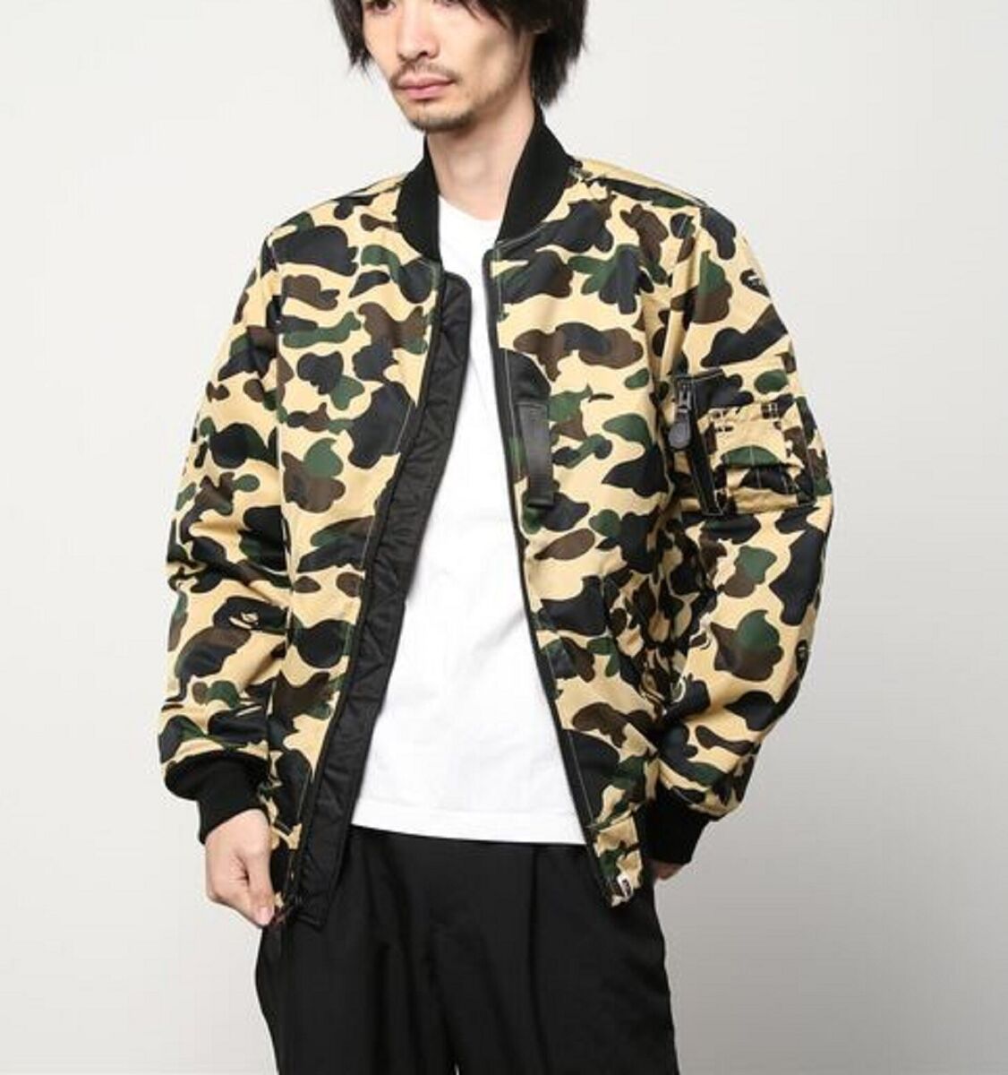 A BATHING APE Men's 1ST CAMO NYLON TWILL MA-1 JACKET 2colors A BATHING APE Men's 1ST CAMO NYLON TWILL MA-1 JACKET 2colors