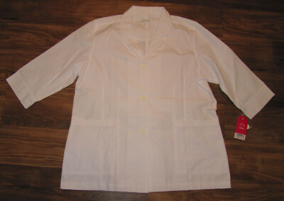 Maevn Uniform Red Panda Womens Button-Down Scrub Jacket, White, New