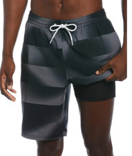 Nike Men's Water Stripe Ombr  Colorblocked 9" Swim Trunks  Black  Small