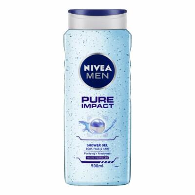 NIVEA MEN Hair, Face & Body Wash, Pure Impact Shower Gel, 500ml-