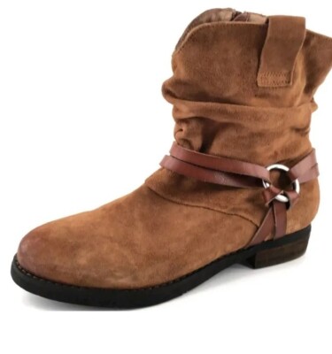 Corso Como 'Seaton' Womens Boots 7M Cognac Suede Slouchy Harness 