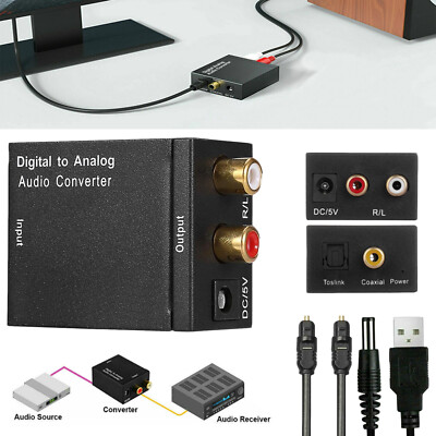 Digital-Analog-Audio-Wandler: Optisch Toslink & Koaxial auf RCA/Klinke