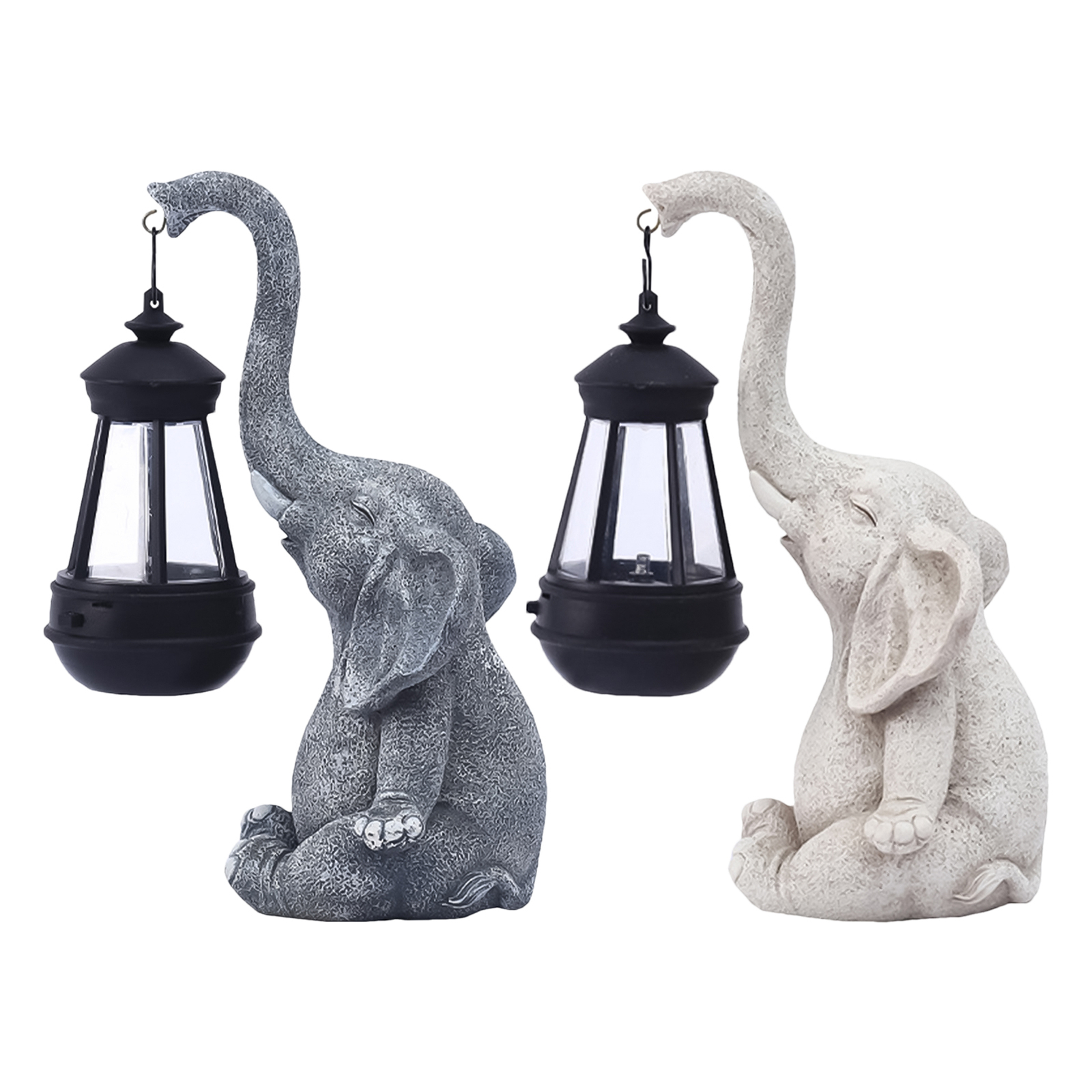 Garden Ornament Solar Powered Animal Elephant Welcome Lamp Decor Statue