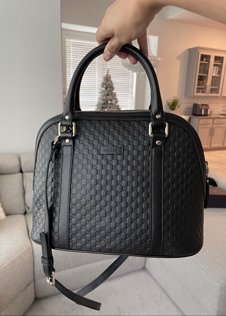 Gucci GG Guccissima Dome Satchel Shoulder Bag In Black | eBay Gucci GG Guccissima Dome Satchel Shoulder Bag In Black | eBay