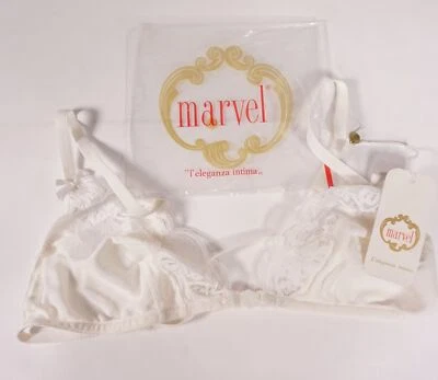 True Vintage Marvel Italie Sexy Fermeture Avant Femmes Bh Blanc Gr.42 Avec Ovp - Photo 1/4