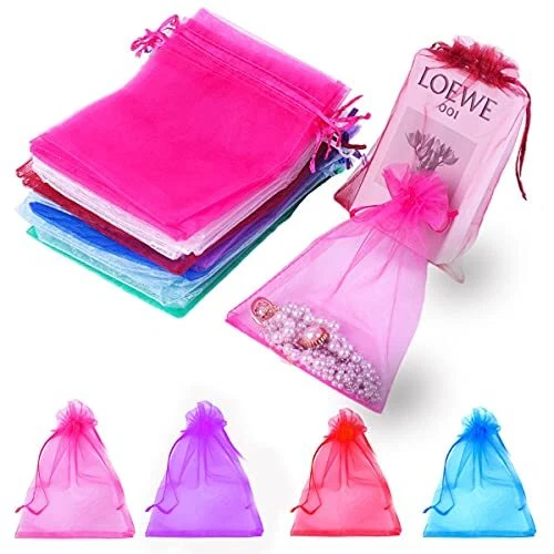 100 pcs 5x7 inch ORGANZA BAGS Pouches - Wedding FAVORS Drawstring Gift  Packaging