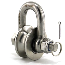 BIG 1.87in Stainless Steel Pulley Wheel Duplex Bearing Detachable 360 D-Type