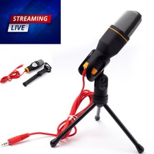 3.5mm Microphone With Mini Stand Tripod Audio Recording Computer PC Phone Live