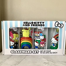 New Hello Kitty And Friends Glassware 10oz Drinking Glass Set SANRIO - 4 Pk