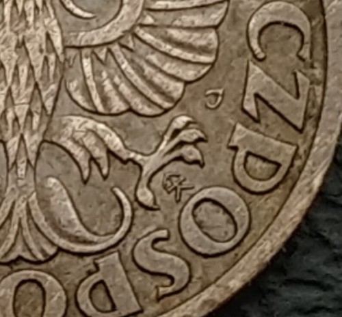 Poland 1 Grosz 1938 WJ. Y#8a. Bronze One Cent coin. Crowned Eagle. - Picture 2 of 8