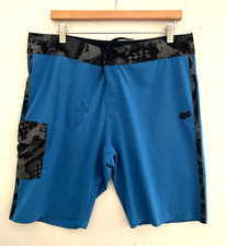 FOX Blue Mens Board Shorts Black/Gray Camo Accent Stretch 12773 Size 36