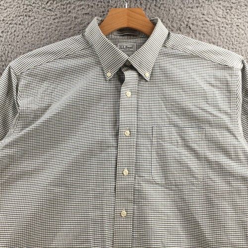 Camisa de vestir LL Bean abotonada para hombre 17,5 multi algodón a cuadros manga larga informal - Imagen 2 de 15