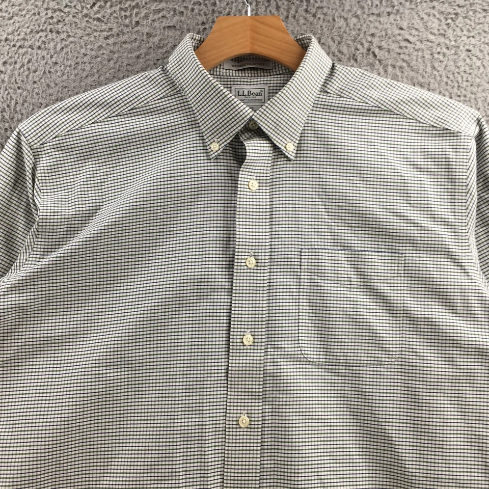 Camisa de vestir LL Bean abotonada para hombre 17,5 multi algodón a cuadros manga larga informal Foto 2 de 4