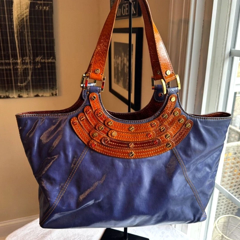 Precioso Bolso de Mano Tory Burch Amatista Púrpura Sarga Cervecera Herrajes Dorados Foto 4 de 4