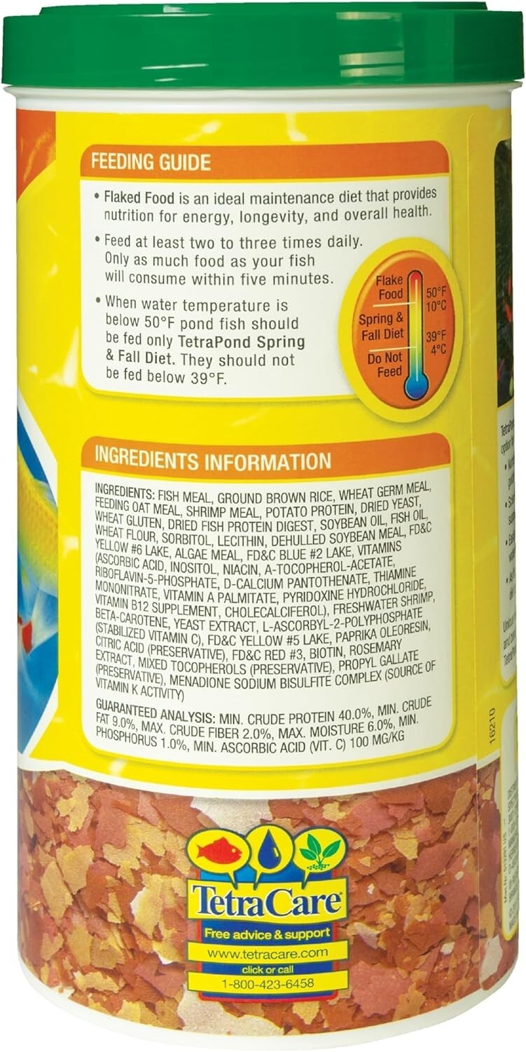 6.35 Oz Tetra Fish Food Flakes Balanced Diet Pond Koi Goldfish, Fast Shipping...