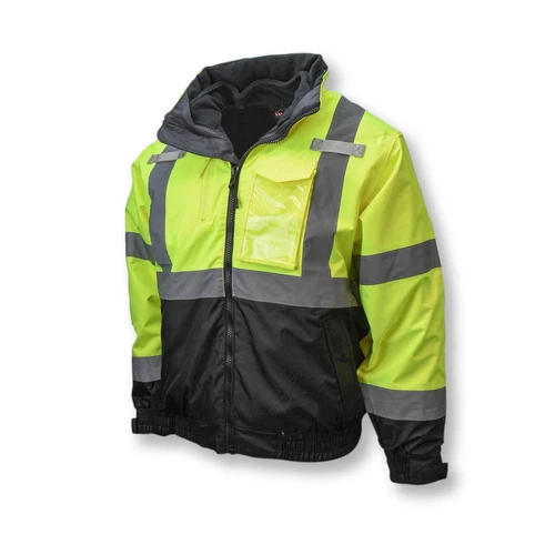 HIGH VISIBILITY WATERPROOF INSULATED REFLECTIVE ROAD WORK BOMBER JACKET COAT 4XL - product listing photo