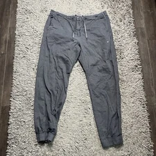 Mack Weldon Pants Mens XL Gray Joggers Drawstring Zip Cotton Chambray
