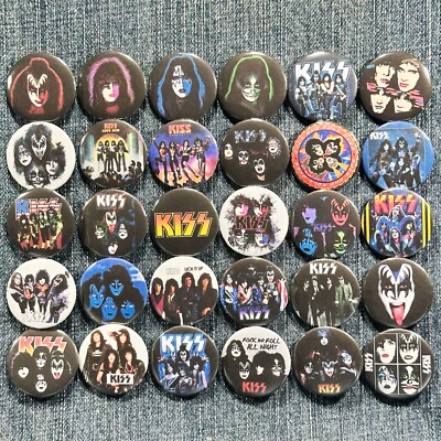 KISS 70's 80's Music 1.25'' Pinback Buttons Classic Rock Metal Hair Band, 30 Pins