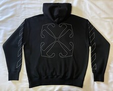 Off-White Authentic Stitch Hoodie _ Black _ Size L . NEW Tags QRcode. Ricamata