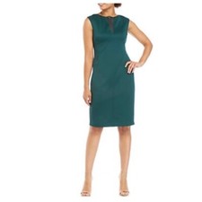 VINCE CAMUTO Dark Green Illusion Sheer Mesh Cut-Out Scuba Knit Dress 4 = S