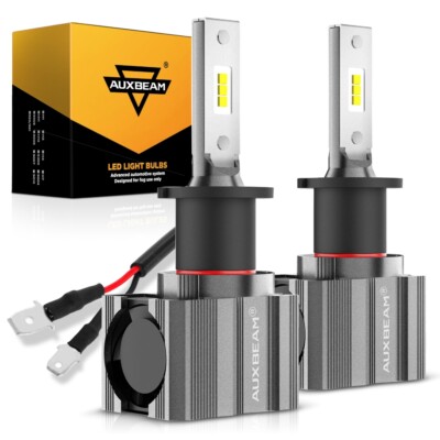 AUXBEAM H3 LED Fog Driving Light Bulbs Conversion Kit Super Bright 6000K White