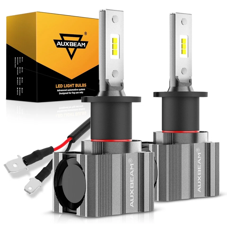 AUXBEAM H3 LED Fog Driving Light Bulbs Conversion Kit Super Bright 6000K White
