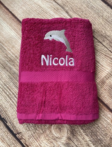 Embroidered Personalised Swimming, beach or Sports Towel. Ideal gift - Dolphin - Picture 2 of 21