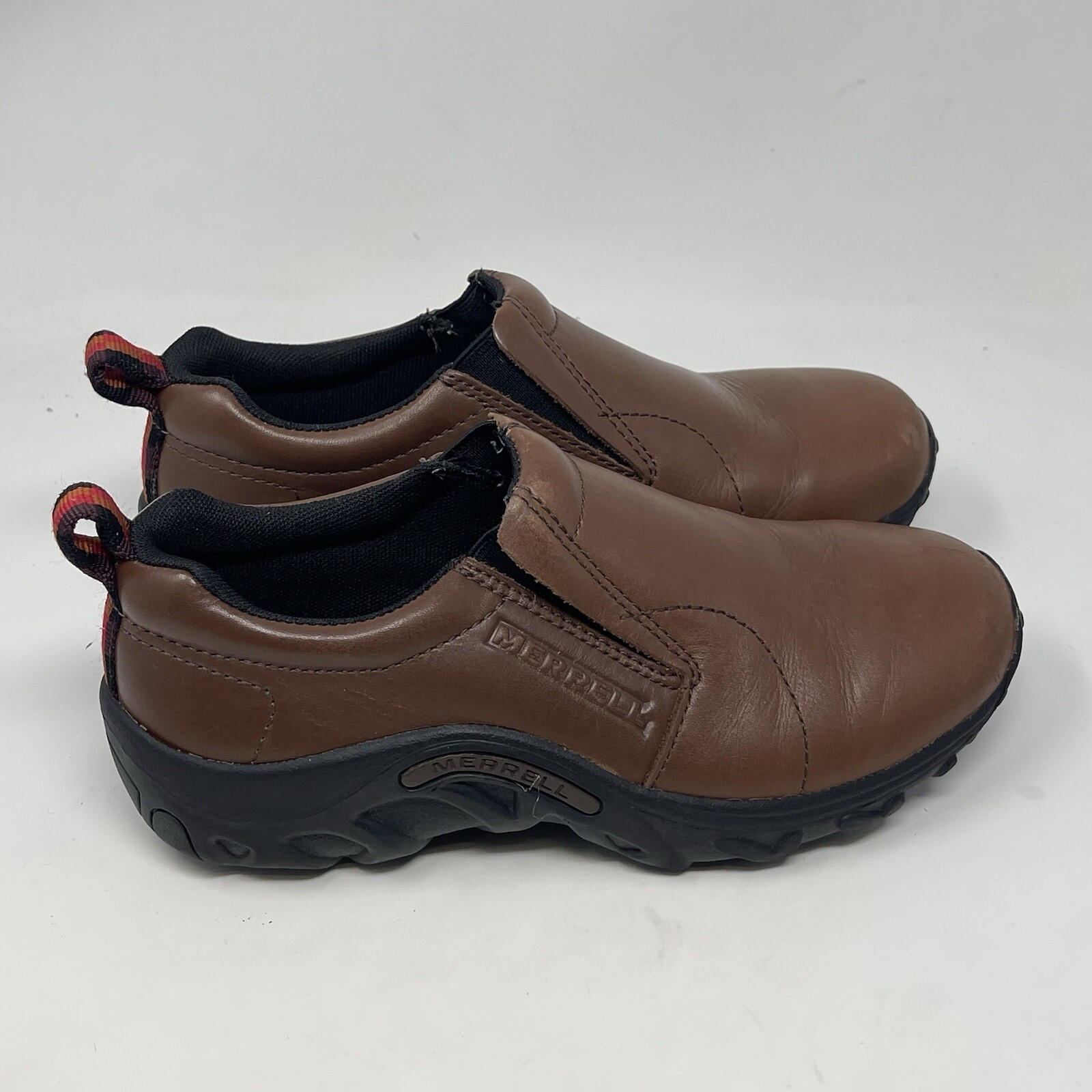 Scarpe slip on Merrell Jungle Moc bambini ragazze ragazzi giovani taglia 3 5 pelle marrone