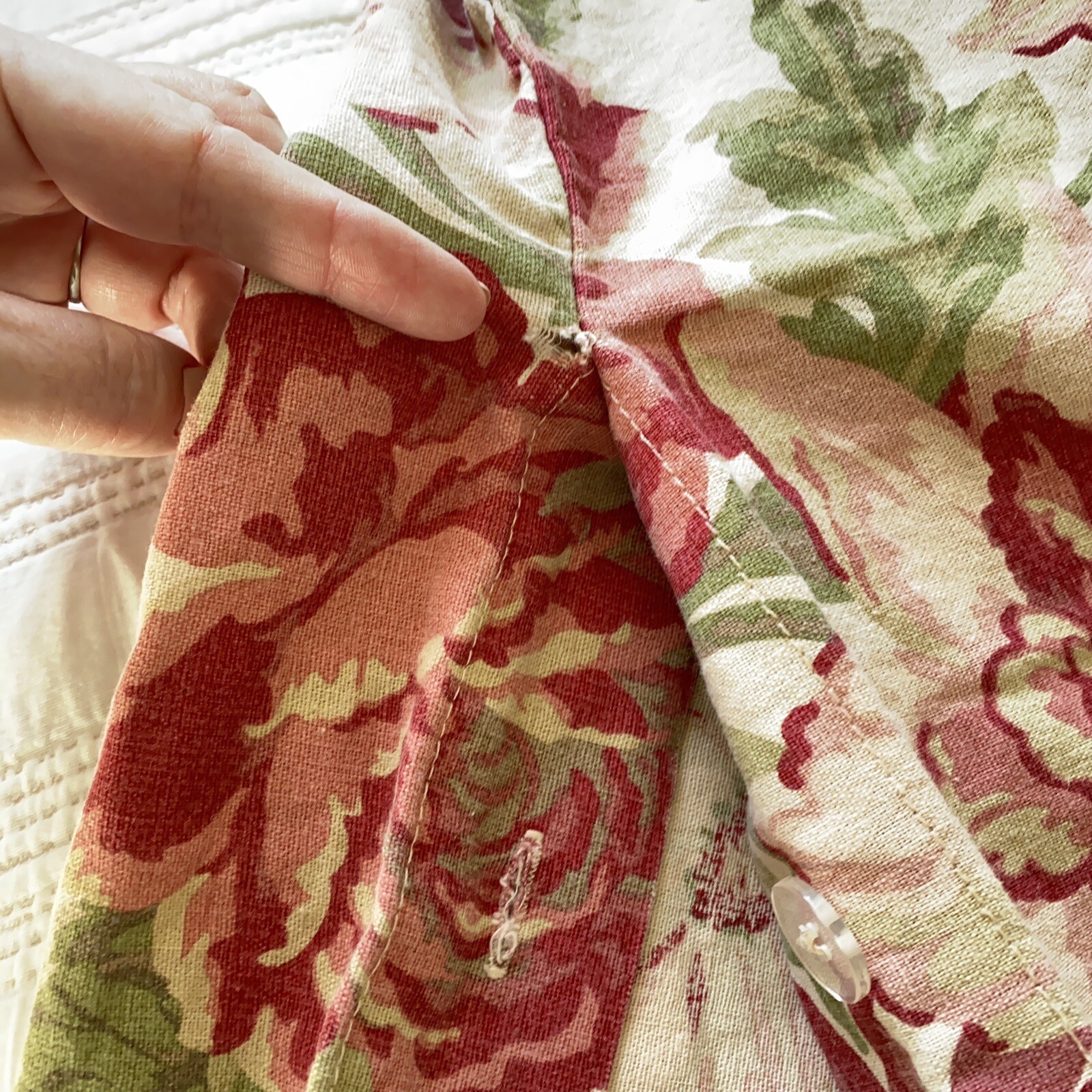 Pottery Barn Duvet Cover King Floral 2 Shams Marla Linen Cotton Cream