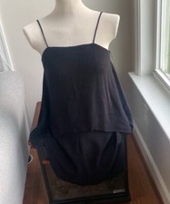 Ann Taylor Factory Black double layer Gauzy Spaghetti Strap Dress Size 2 NWT