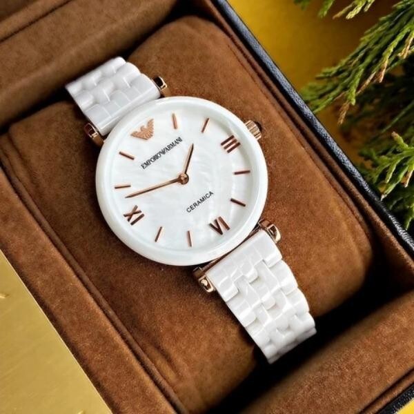 Emporio Armani Ceramica White Bracelet Ladies Watch AR1486