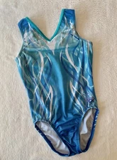 Nastia GK Elite LEOTARD Gymnastics FROZEN SEA Holotek Hologram USA Leo Tank  CL