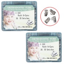 2 Box/100 set Dental 2G Buccal Tube 1st Molar Bonding Non-Convertible Roth. 022