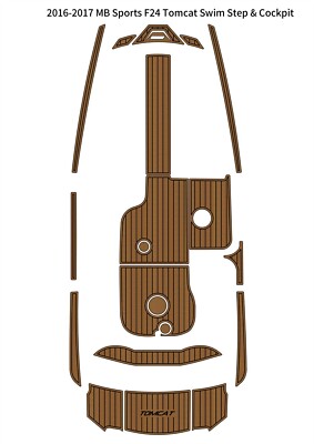 2016-2017 MB Sports F24 Tomcat Swim Platform Cockpit Pad Boat EVA Teak Floor Mat