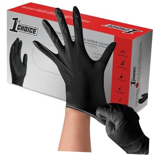 Nitrile Gloves, Black Gloves Disposable Latex Medium (Pack of 100) Box of 100