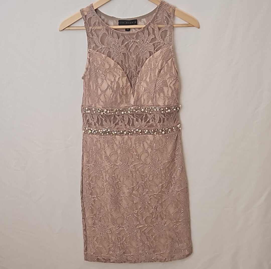 City Studio Sleeveless Semi-Sheer Lace Overlay Dress Size 5 | eBay
