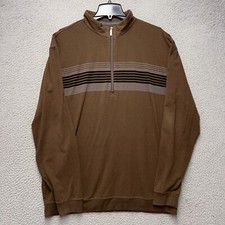 Straight Down Sweater Mens XL Brown 1/4 Zip Golf Pullover Embroidered Casual
