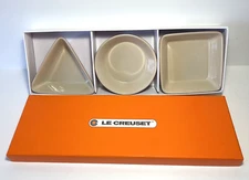 Le Creuset Red Ombré Tapas 3 Bowl Serving Dishes Triangle Square Round 7-3 5x2
